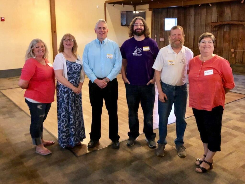 Right to left: Nikki Westover, Jobyna Nickum (Enumclaw Senior Center), Dan Lancaster (Maple Valley Food Bank), Chris Ballard and Brad Belcher (Bicycle Rescue For Youth), Val Westover