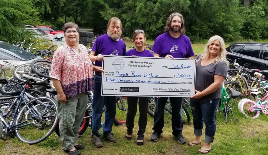 At the location of Bicycle Rescue For Youth.  We presented a check for $3700, an additional $100 was collected after the presentation totalling $3800.