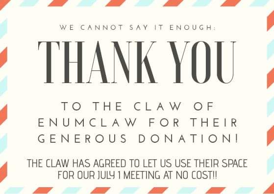 Thank You to The Claw Of Enumclaw for the use of your venue!